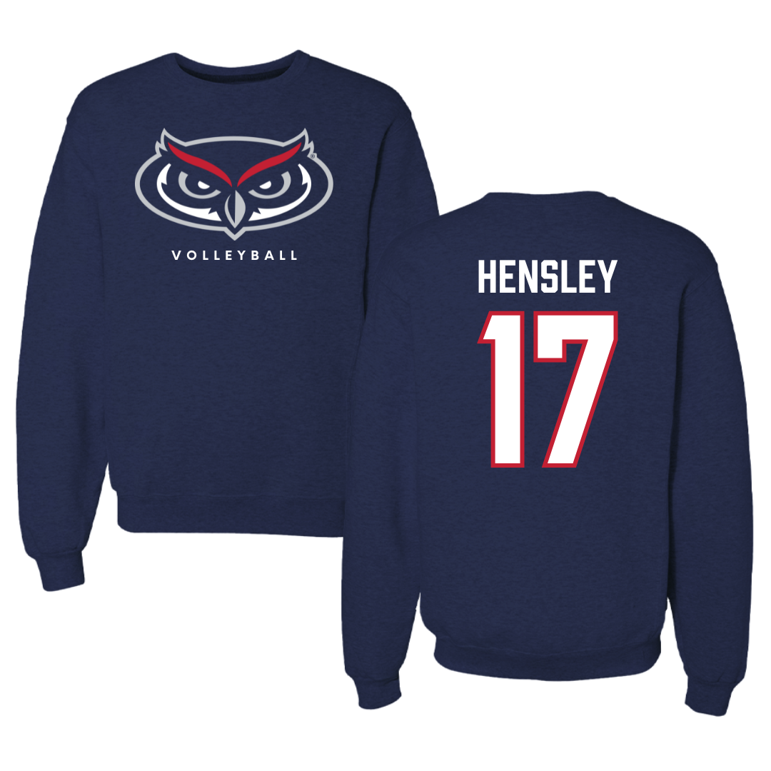 Florida Atlantic University Volleyball Navy Mascot Crewneck - #17 Victoria Hensley