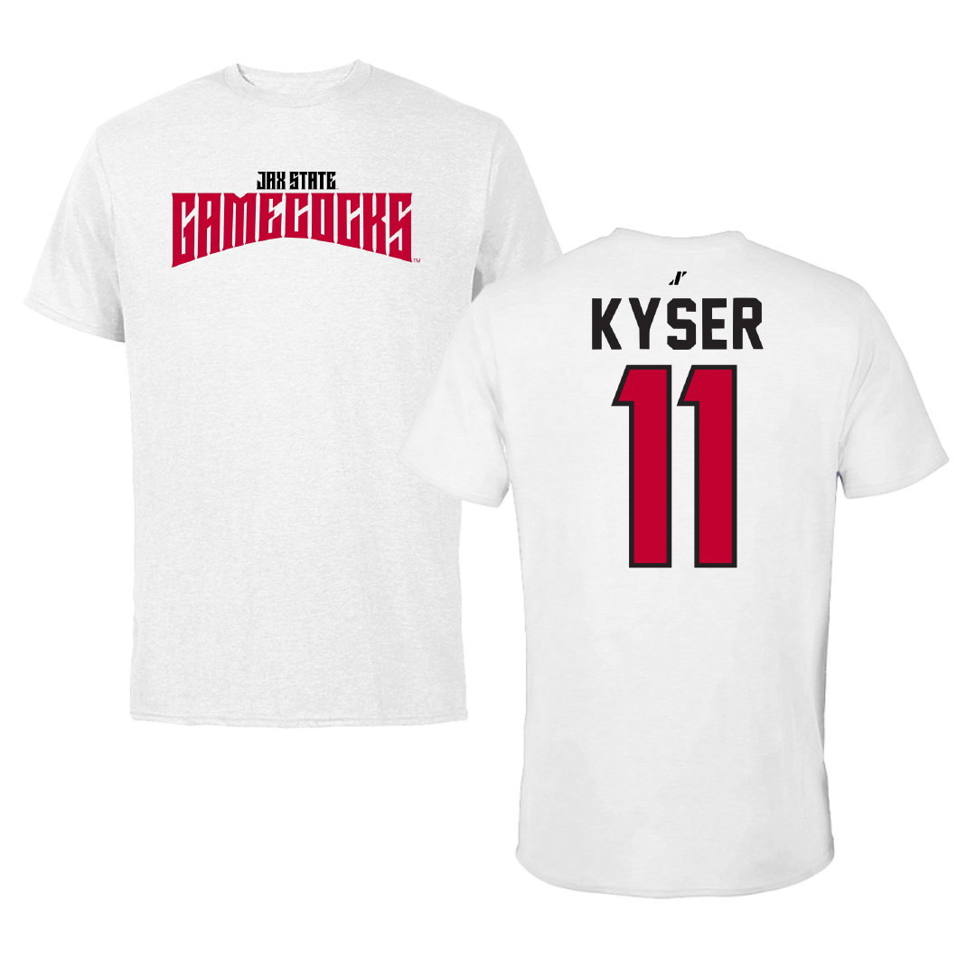 Jacksonville State University Softball White Classics Performance Tee - #11 Makalyn Kyser