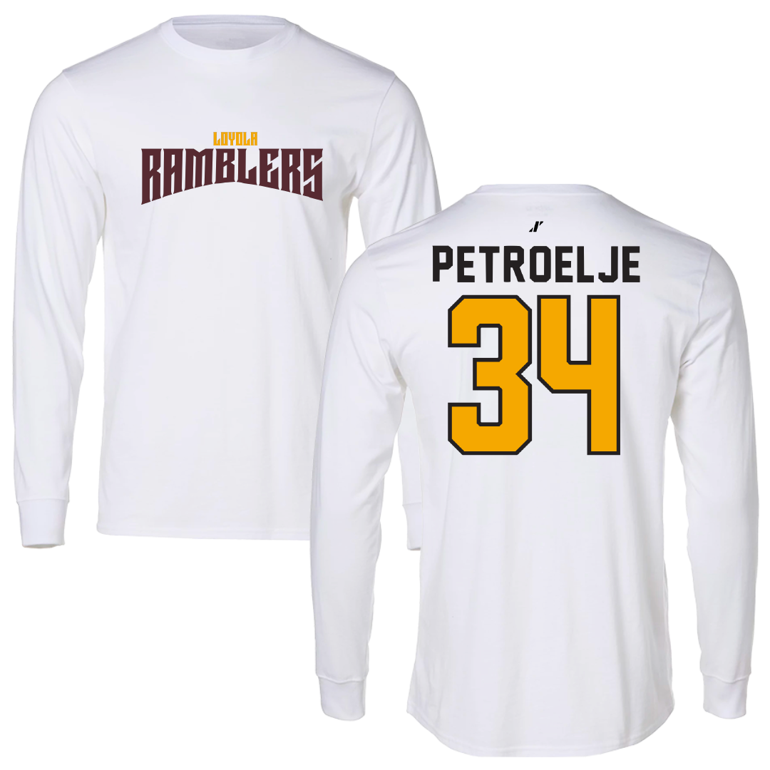 Loyola University-Chicago Basketball White Classic Long Sleeve - #34 Maddie Petroelje