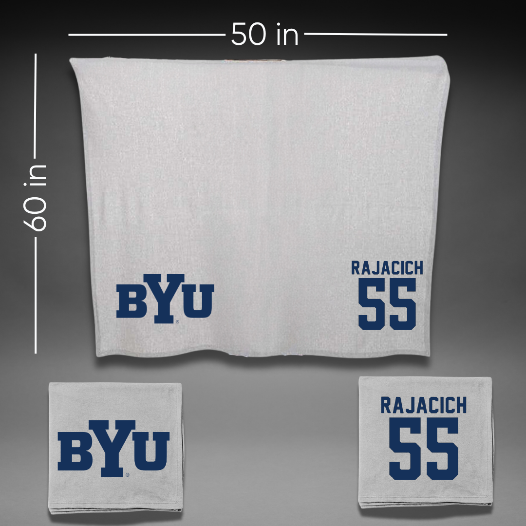 Brigham Young University Baseball Gray Blanket - #55 Seth Rajacich