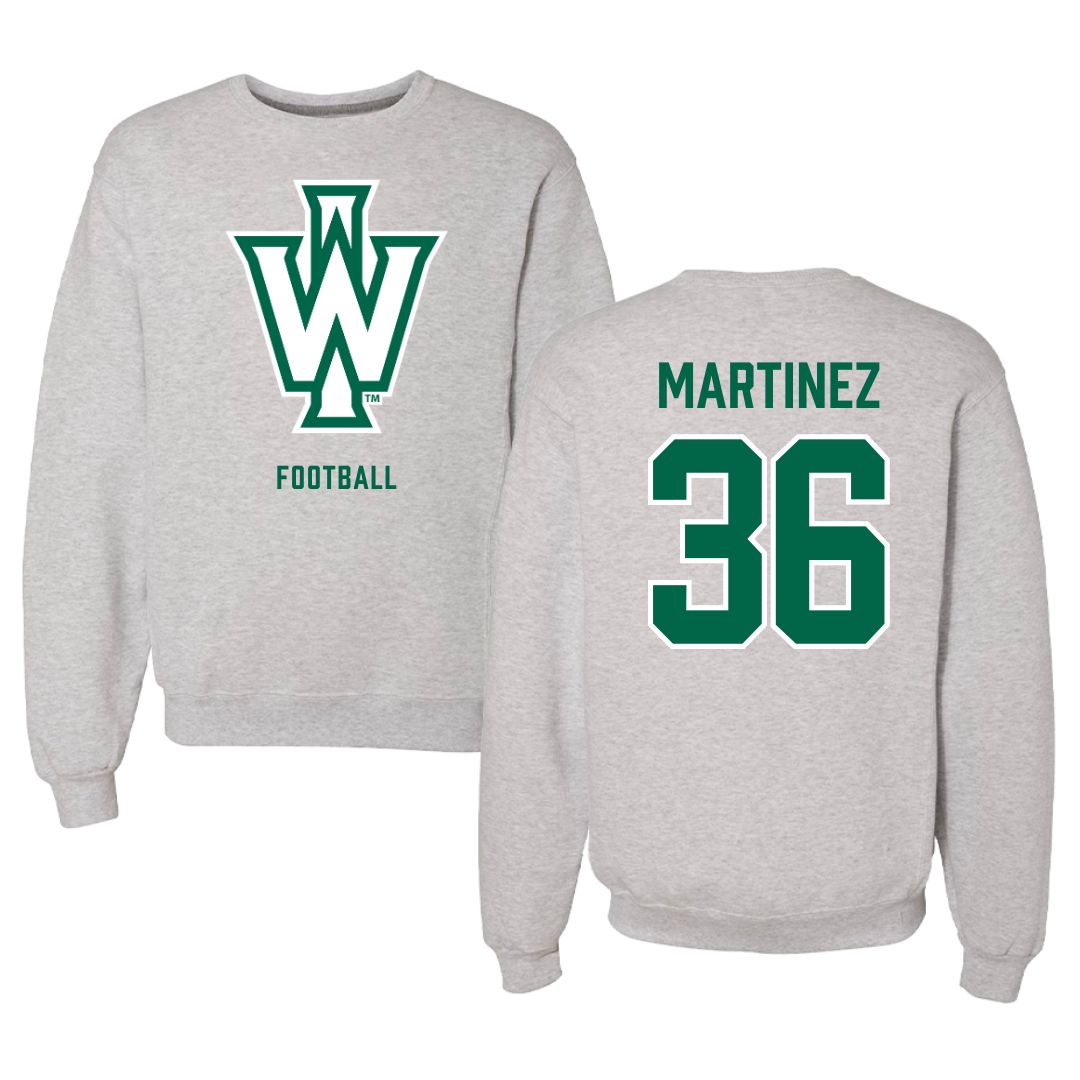 Illinois Wesleyan University Football Gray Crewneck - #36 Yahir Martinez