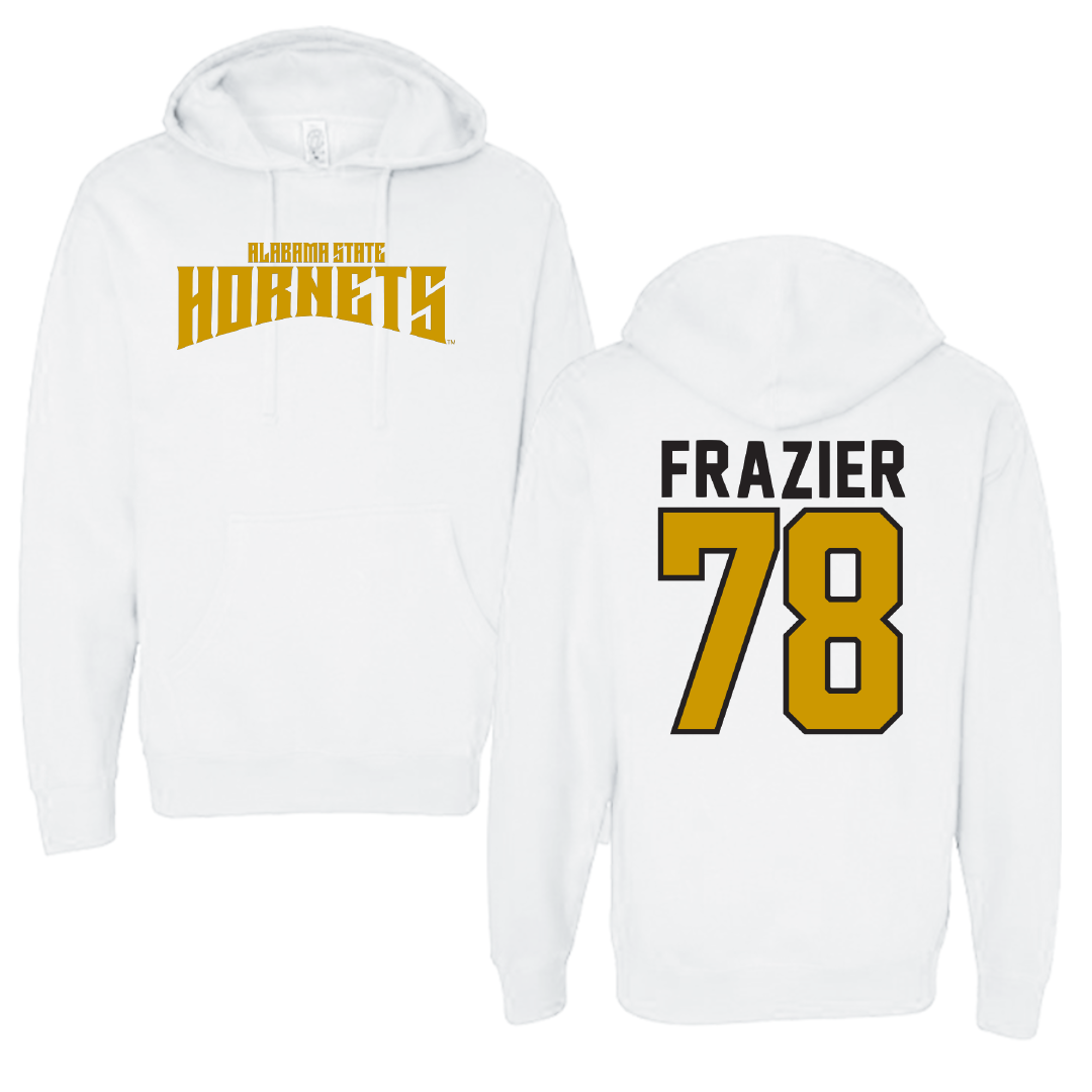 Alabama State University Football White Classic Hoodie - #78 Jeremiah Frazier