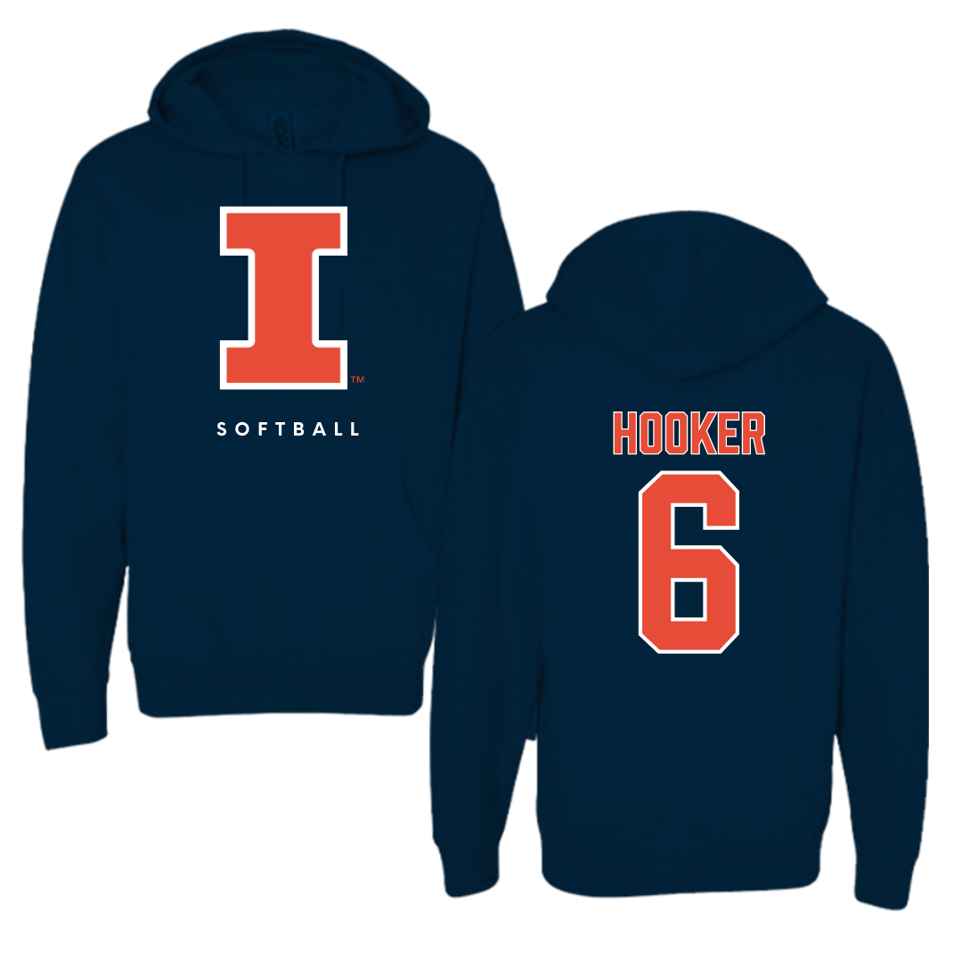 University of Illinois Softball Navy Hoodie - #6 Juliana Hooker