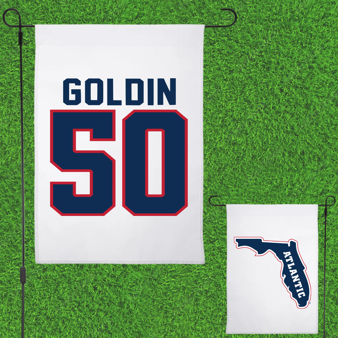 Florida Atlantic University Basketball White Garden Flag - #50 Vladislav Goldin