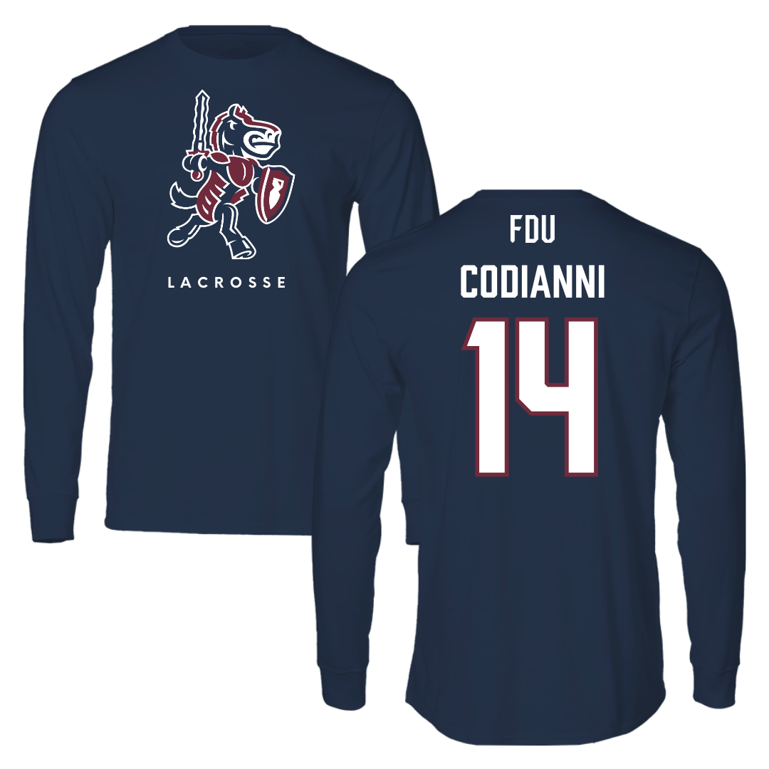 Fairleigh Dickinson University-Metropolitan Campus Lacrosse Navy Performance Long Sleeve - #14 Nora Codianni