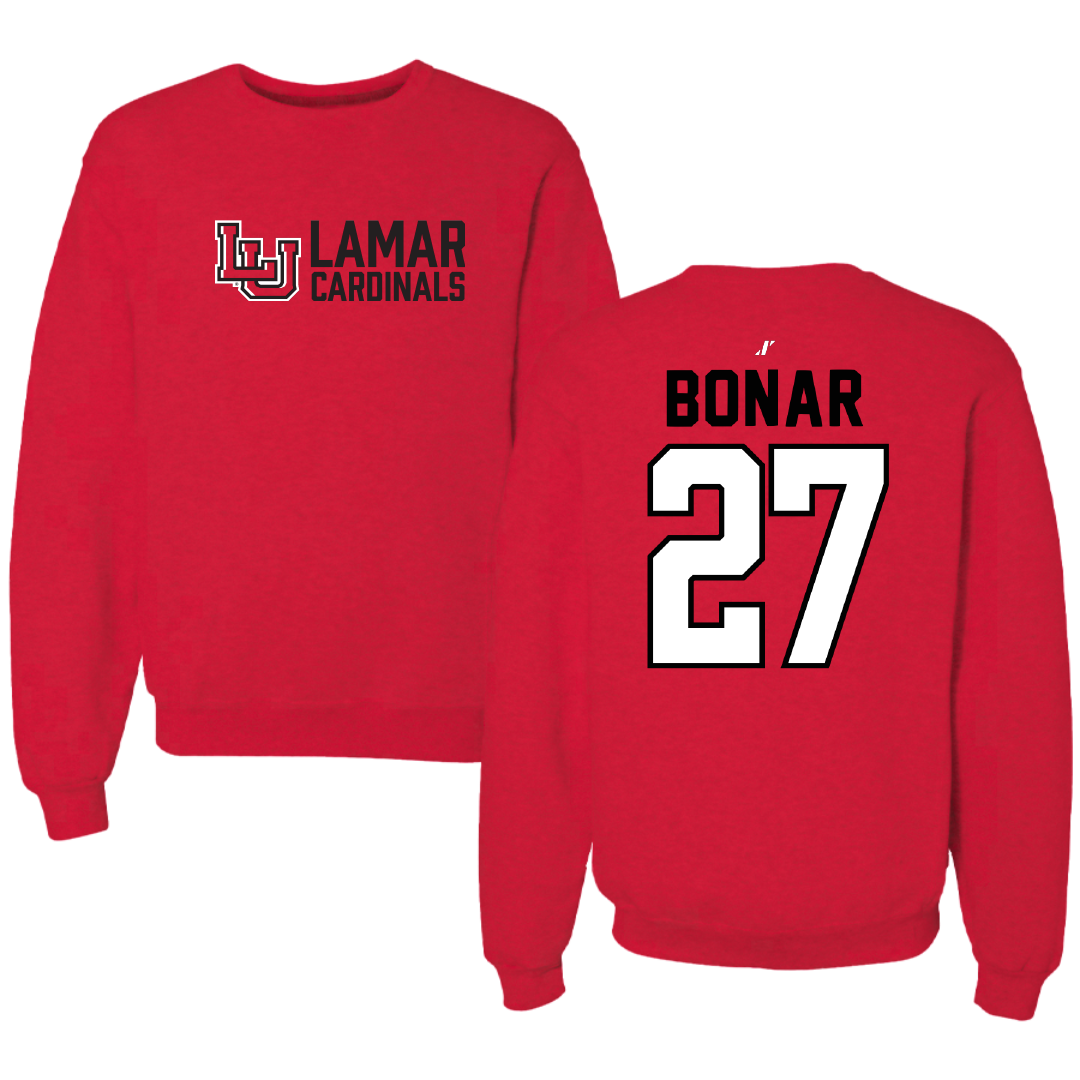 Lamar University Football Red General Crewneck - #27 Robert Bonar