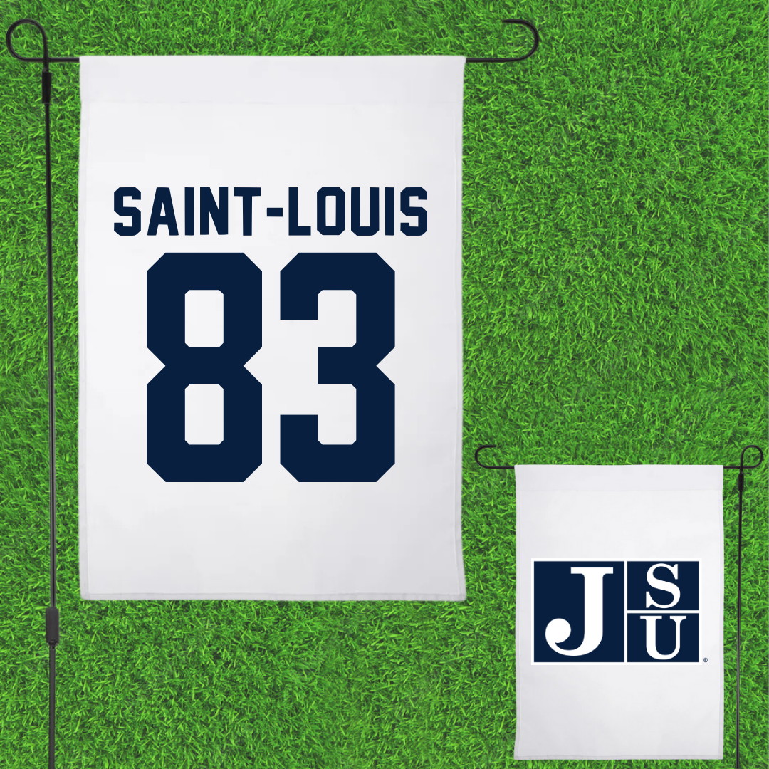 Jackson State University Football White Garden Flag - #83 Sebastien Saint-Louis