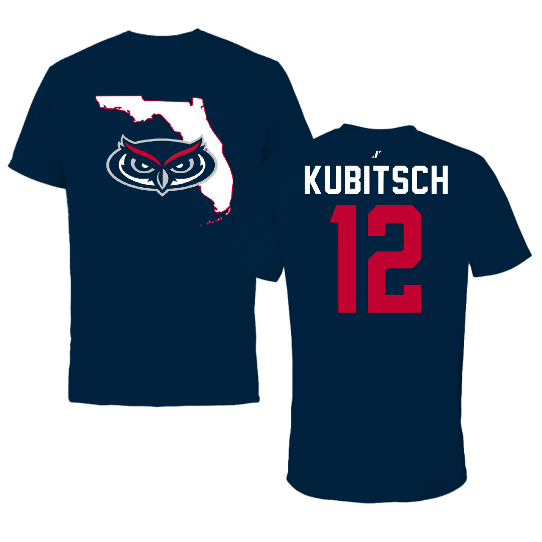 Florida Atlantic University Soccer Navy State Performance Tee - #12 Kevin Kubitsch