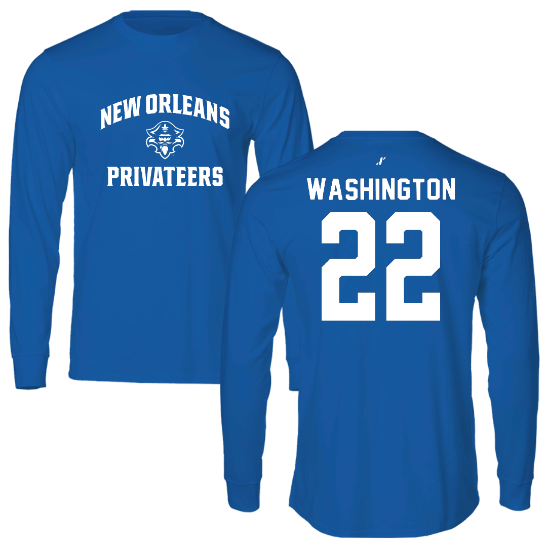 University of New Orleans Basketball Blue General Long Sleeve - #22 Darrius Washington