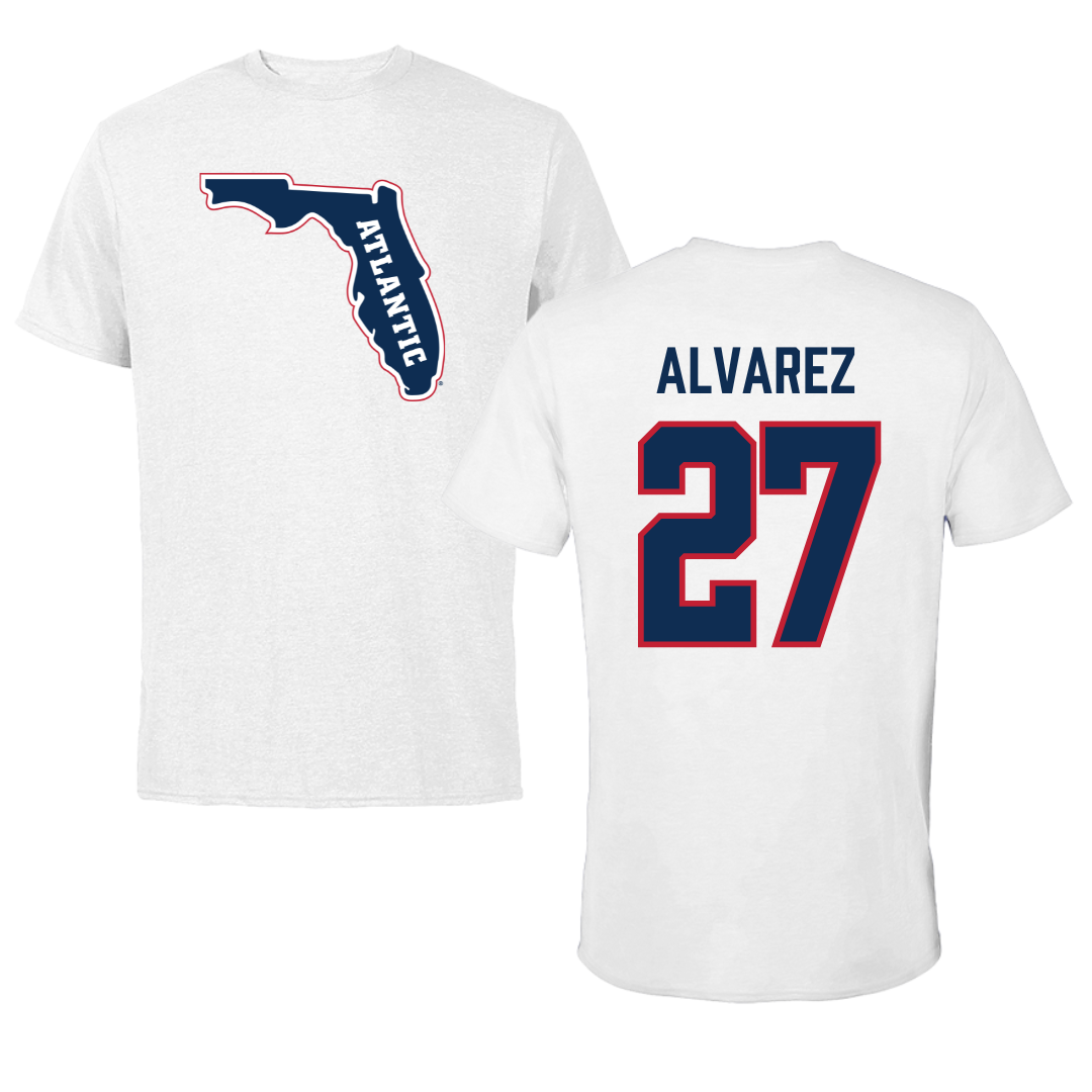 Florida Atlantic University Baseball White Tee - #27 David Alvarez