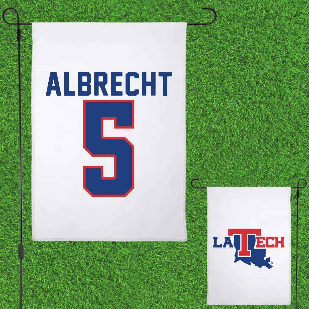 Louisiana Tech University Volleyball White Garden Flag - #5 Lauren Albrecht
