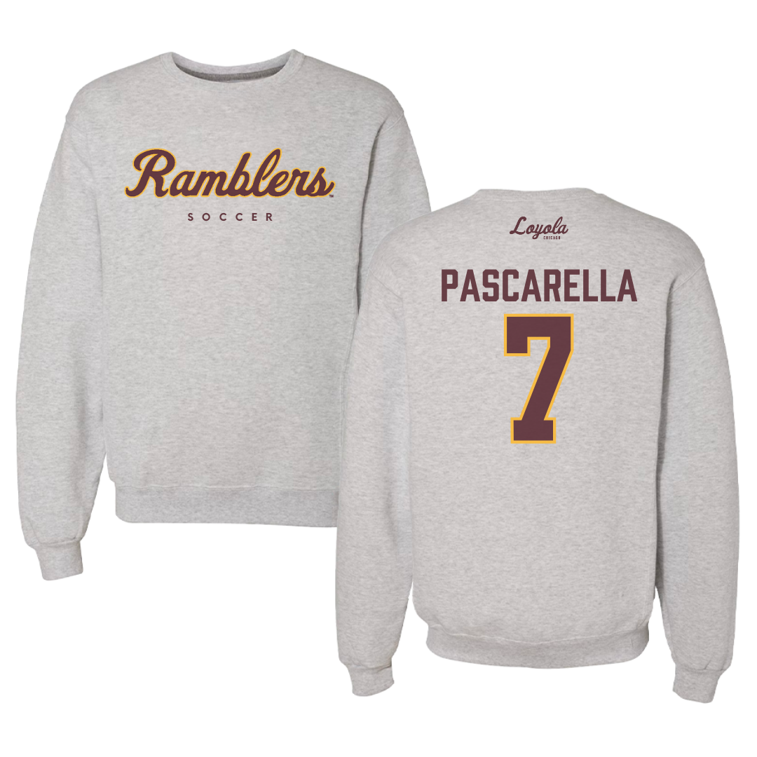 Loyola University-Chicago Soccer Gray Crewneck - #7 Jordan Pascarella