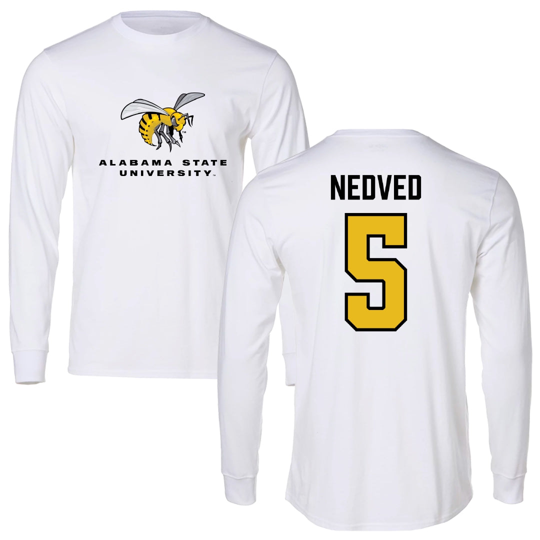 Alabama State University Soccer White Block Long Sleeve - #5 Katherine Nedved