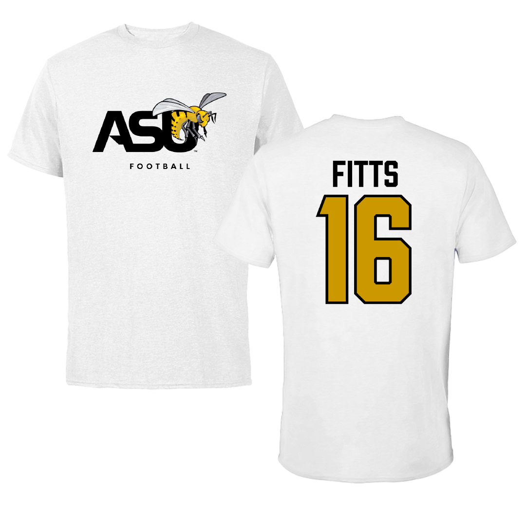 Alabama State University Football White ASU Performance Tee - #16 Adrian Fitts