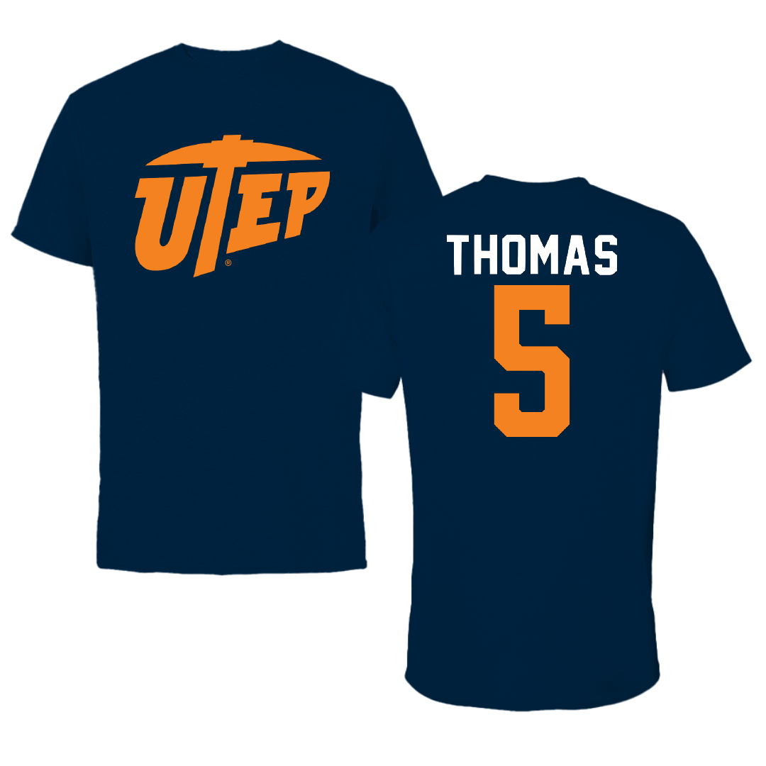 University of Texas at El Paso Football Navy Tee - #5 Kam Thomas