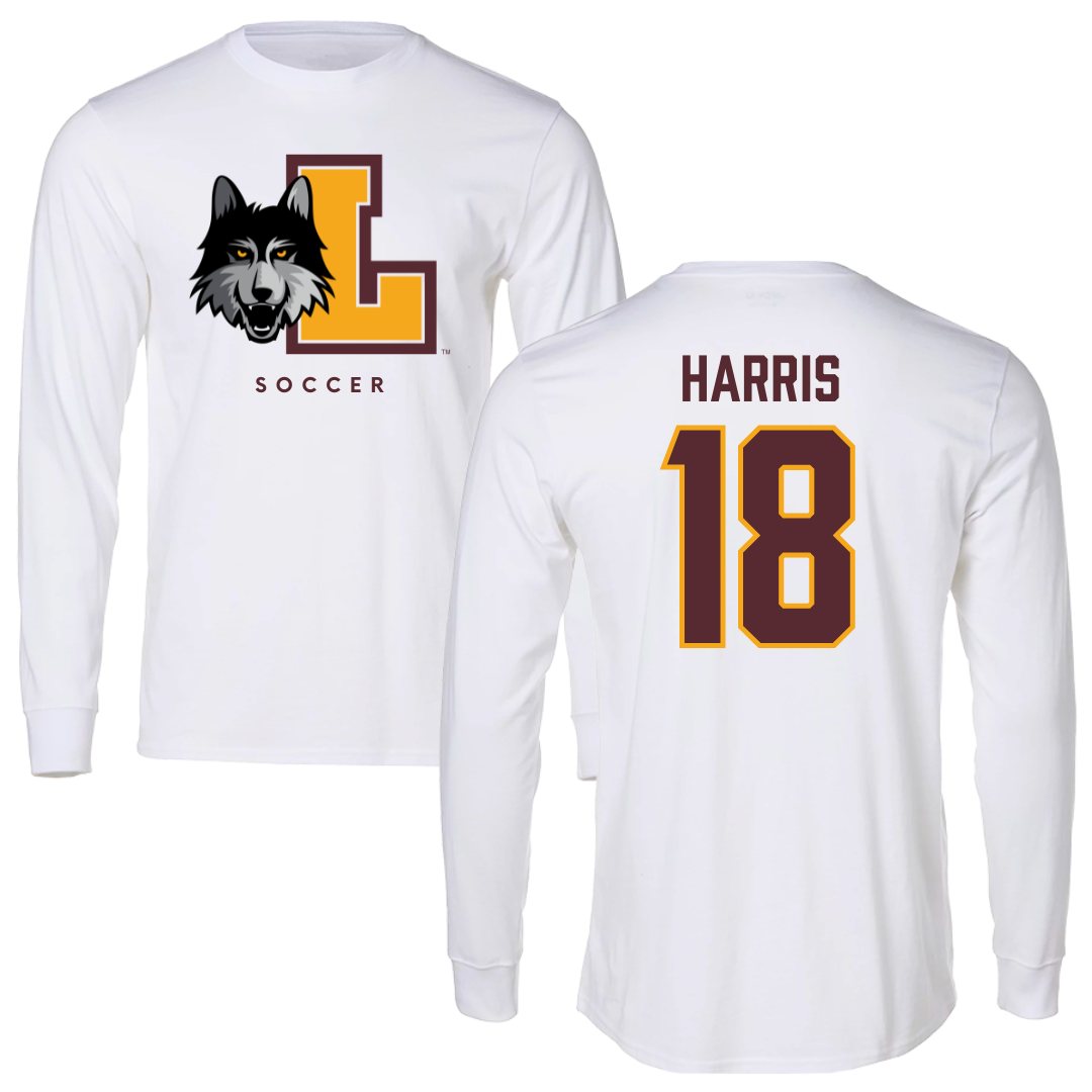 Loyola University-Chicago Soccer White Mascot Long Sleeve - #18 Jadyn Harris