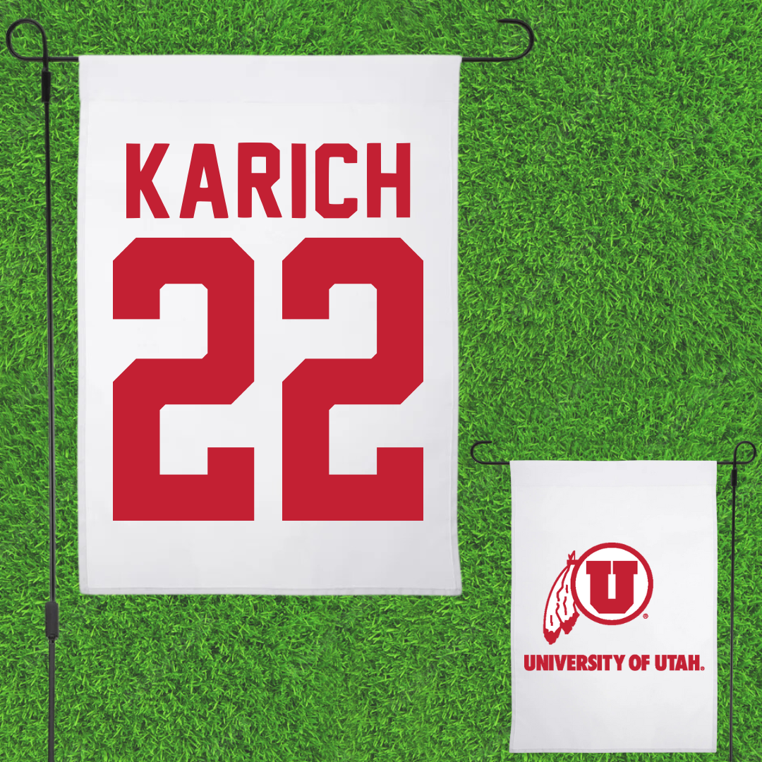 University of Utah Beach Volleyball White Garden Flag - #22 Abby Karich