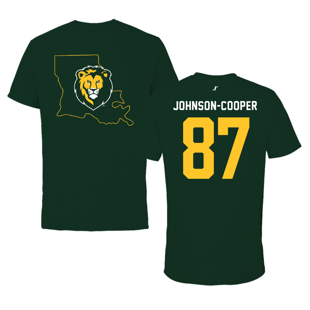Southeastern Louisiana University Football Forest Green State Tee - #87 Demarea Johnson-Cooper