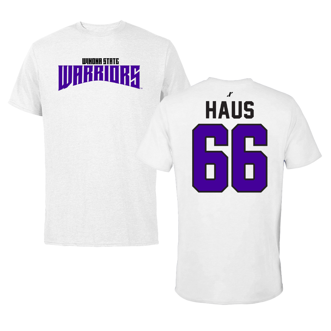 Winona State University Football White Classic Performance Tee - #66 Blake Haus