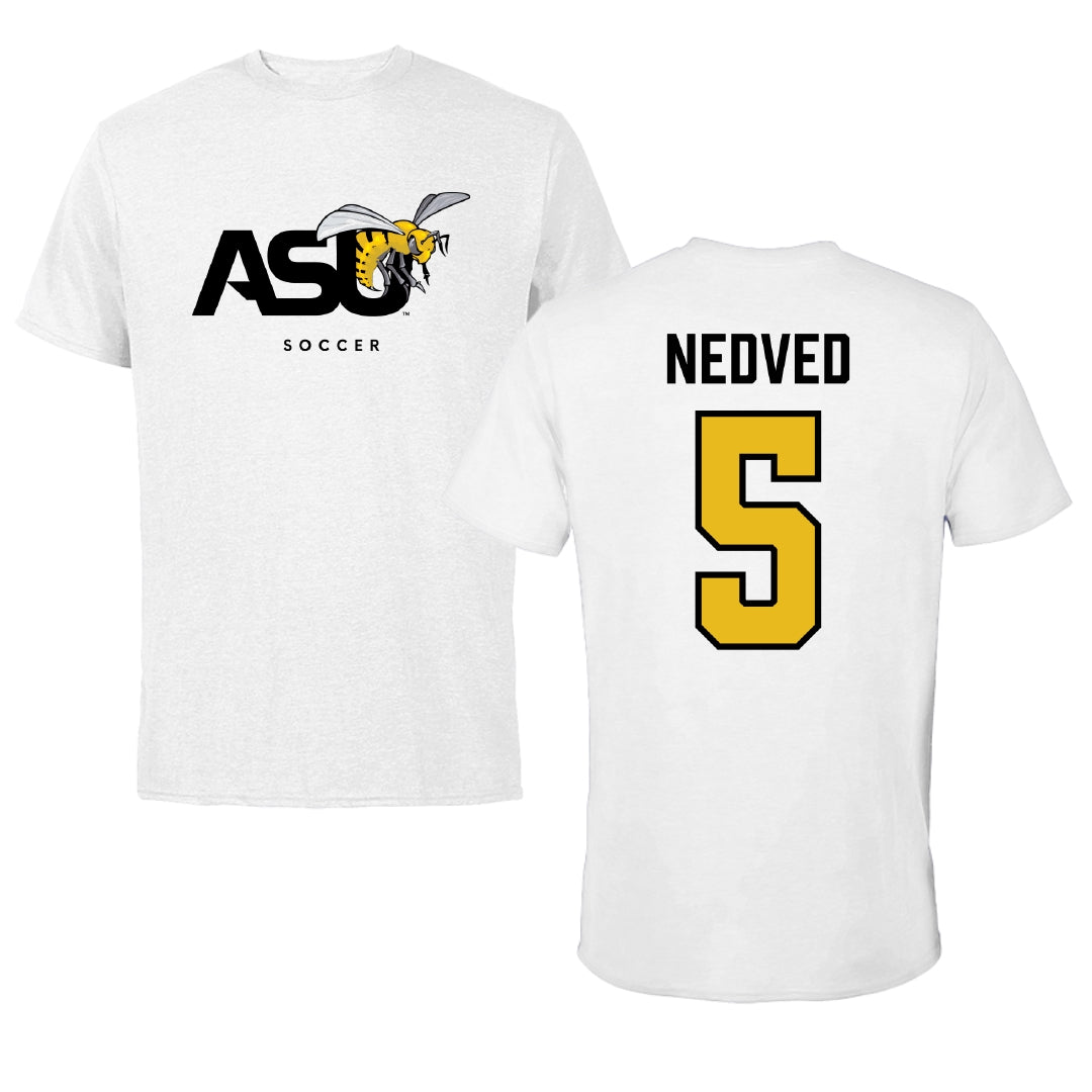 Alabama State University Soccer White ASU Tee - #5 Katherine Nedved