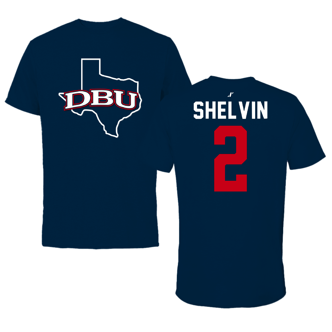 Dallas Baptist University Basketball Navy State Performance Tee - #2 Jaden Shelvin