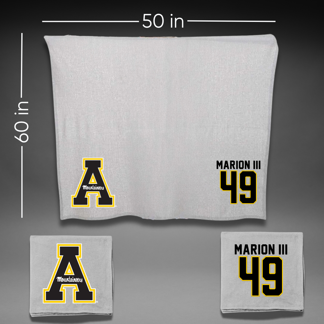 Appalachian State University Football Gray Blanket - #49 Randy Marion III