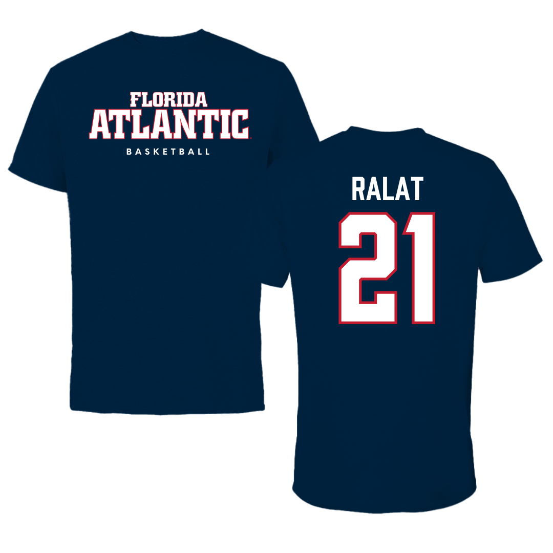 Florida Atlantic University Basketball Navy Block Performance Tee - #21 Alejandro Ralat