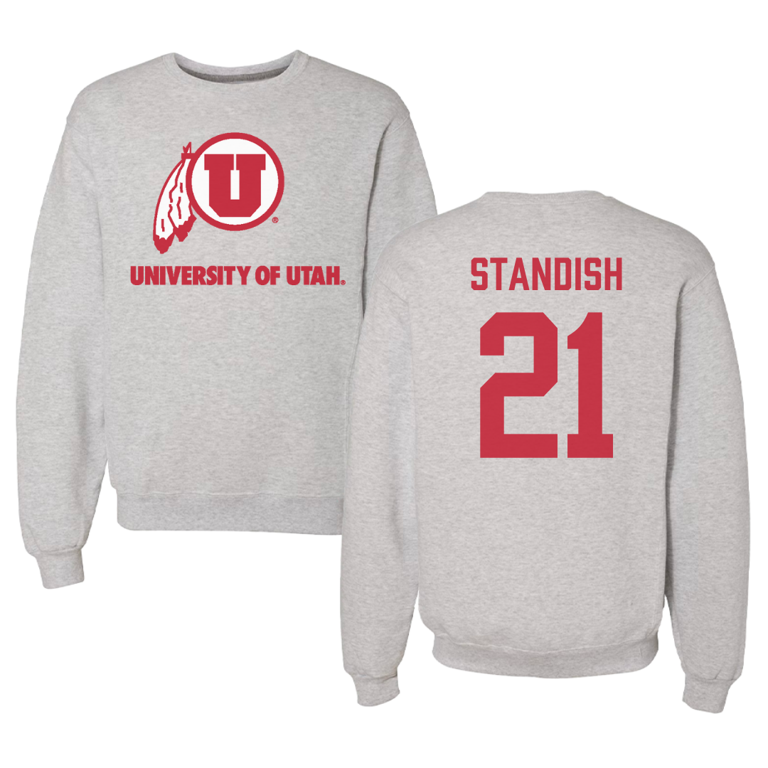University of Utah Soccer Gray Crewneck - #21 Kaela Standish