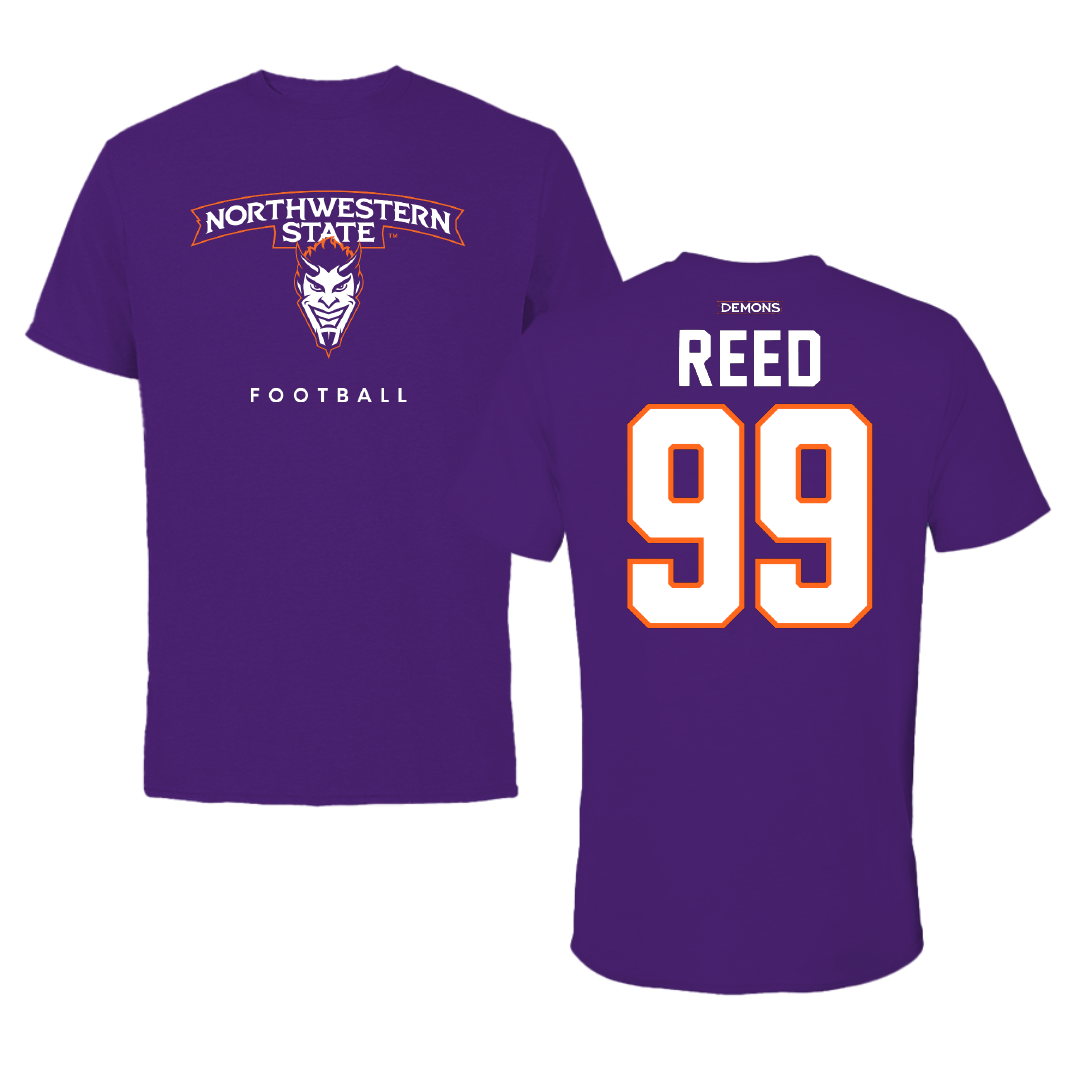 Northwestern State University Football Purple Mascot Performance Tee - #99 Ke’Shawn Reed