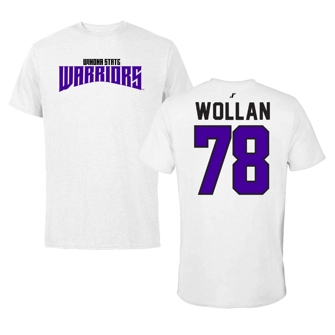 Winona State University Football White Classic Tee - #78 Garit Wollan