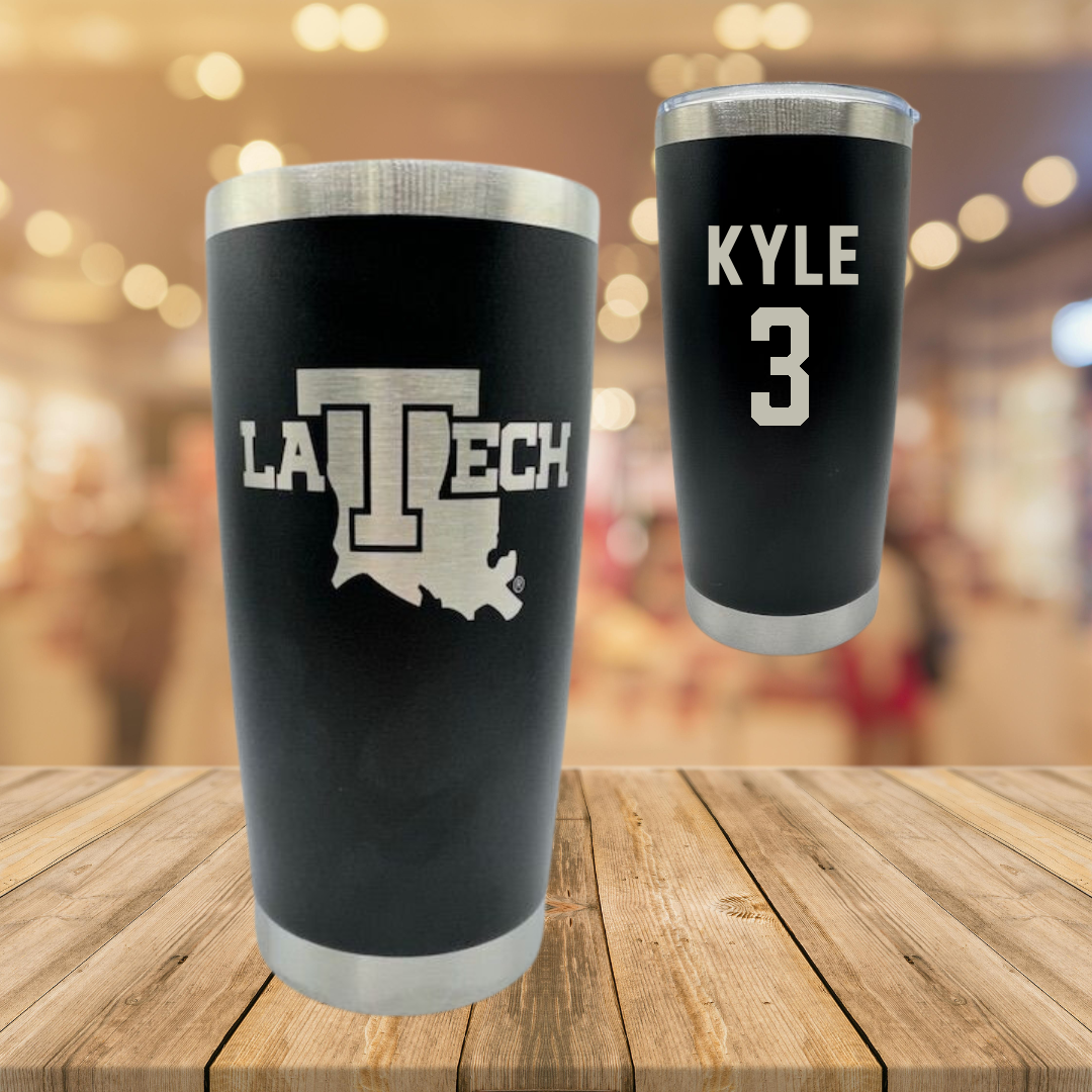 Louisiana Tech University Soccer Black Stainless Steel Tumbler - #3 Avery Kyle