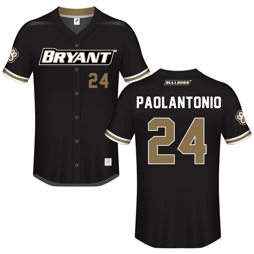 Bryant University Black Button-Down Jersey - #24 Caroline Paolantonio