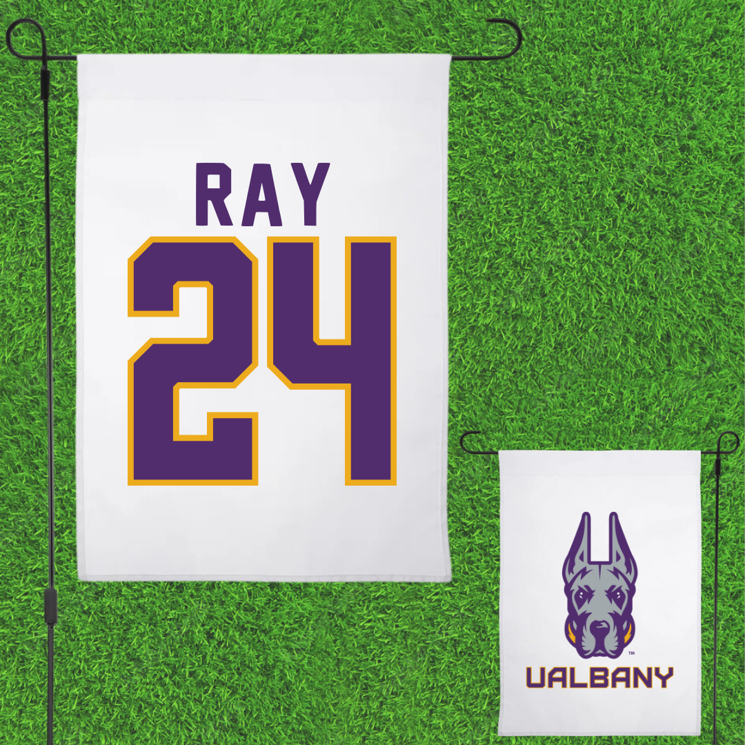 University at Albany Basketball White Garden Flag - #24 Abby Ray
