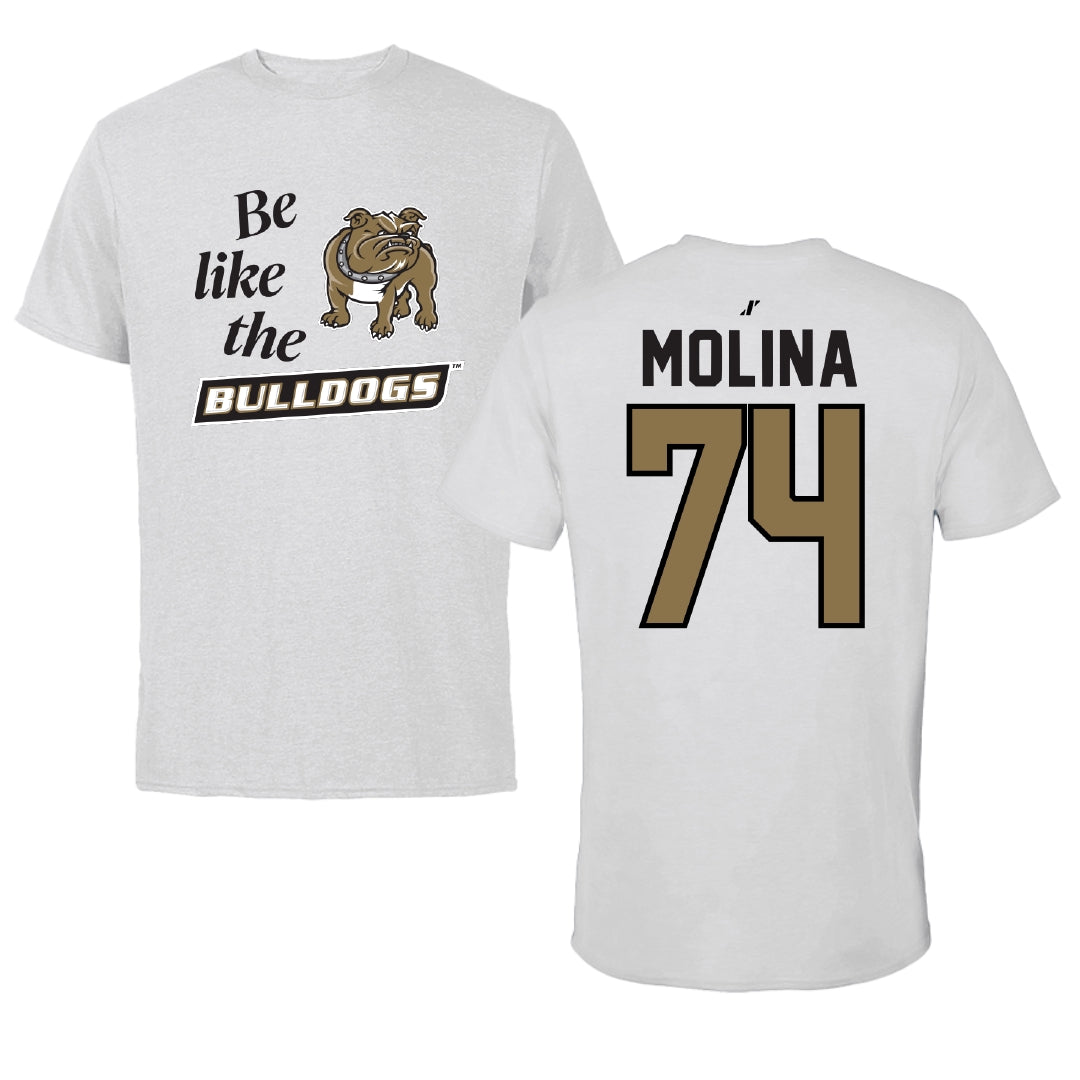 Bryant University Football Light Gray Be Like Us Performance Tee - #74 Nick Molina