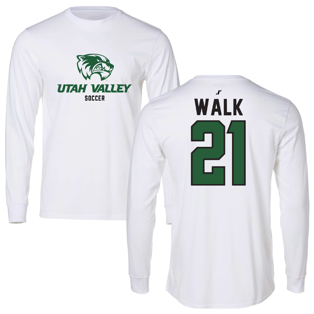 Utah Valley University Soccer White Classic Long Sleeve - #21 Trevor Walk