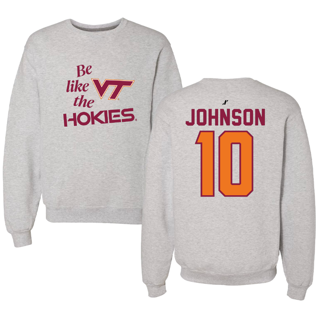 Virginia Tech Basketball Light Gray Be Like Us Crewneck - #10 Tyler Johnson