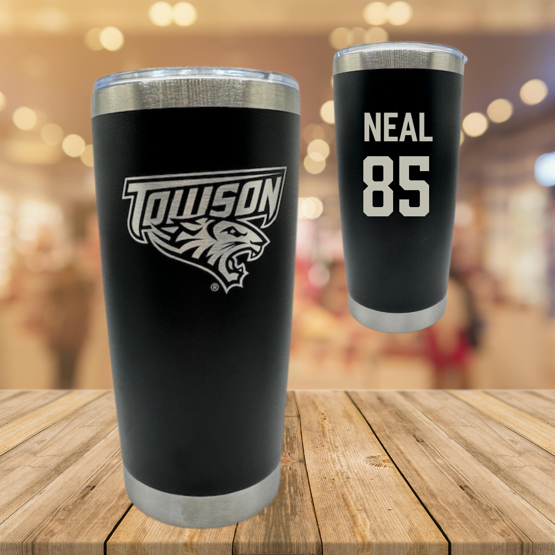 Towson University Football Black Stainless Steel Tumbler - #85 Gordon Neal