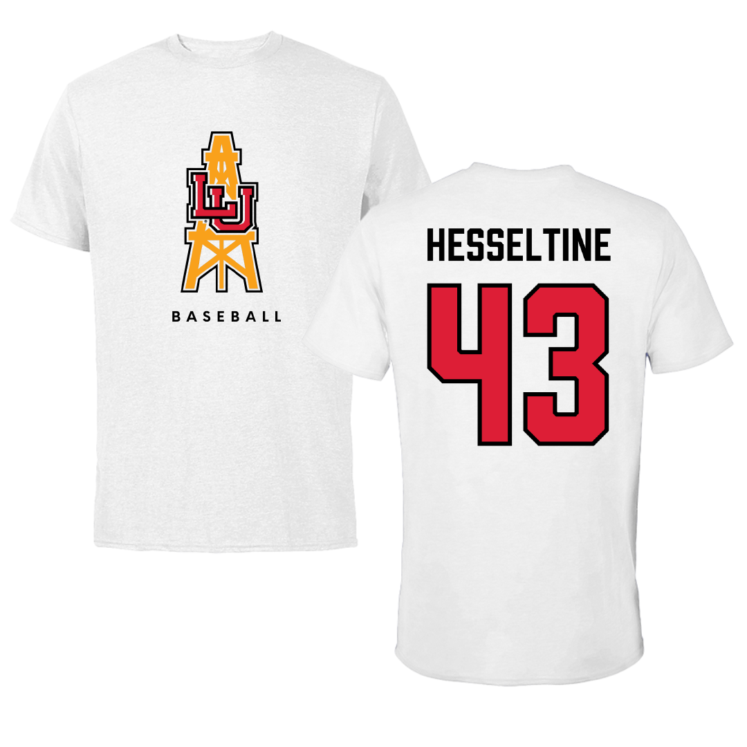 Lamar University Baseball White Performance Tee - #43 Hunter Hesseltine