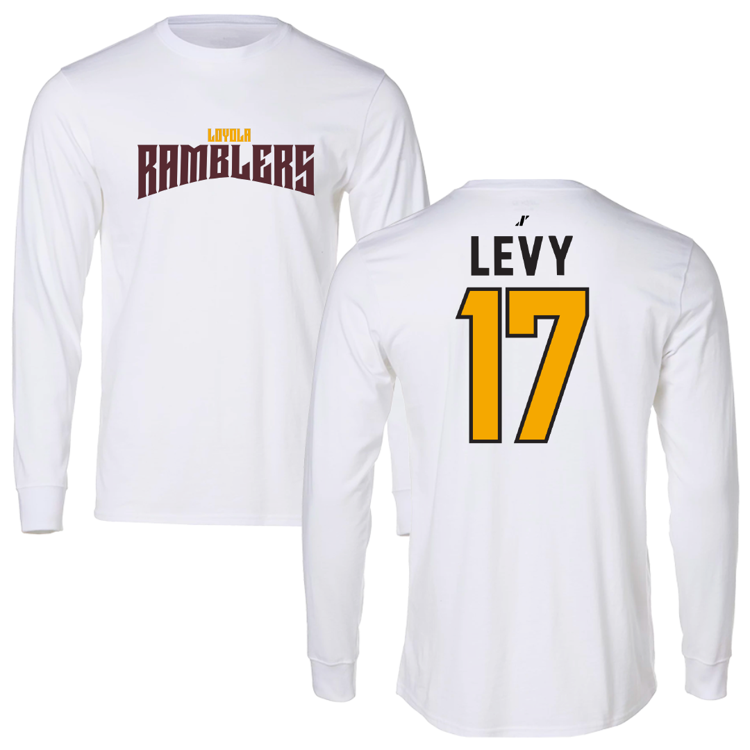 Loyola University-Chicago Soccer White Classic Performance Long Sleeve - #17 Dylan Levy