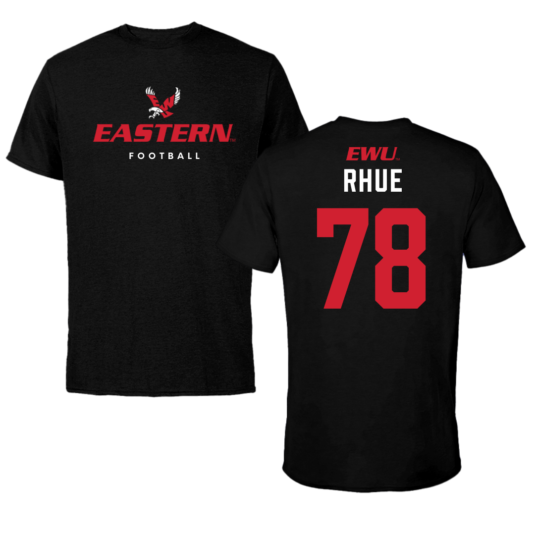 Eastern Washington University Football Black Eastern Tee - #78 Gabe Rhue