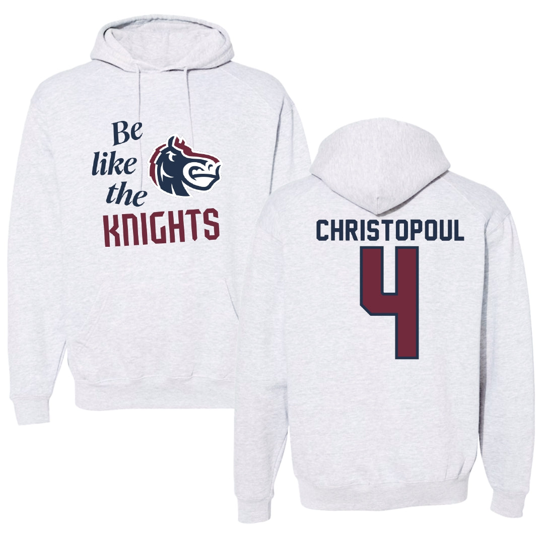 Fairleigh Dickinson University-Metropolitan Campus Softball Light Gray Be Like Us Hoodie - #4 Olivia Christopoul