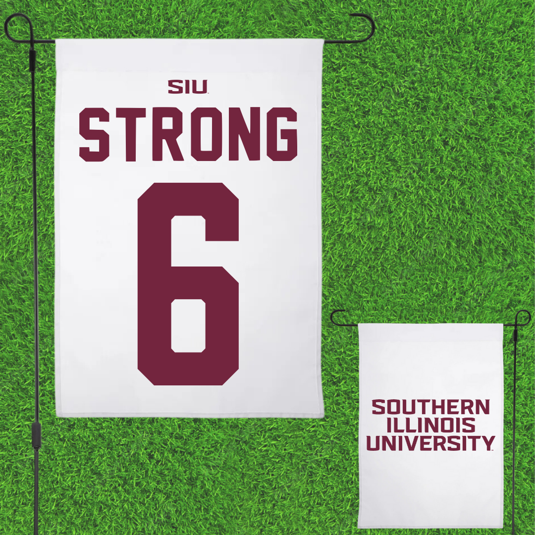 Southern Illinois University at Carbondale Football White Garden Flag - #6 Justin Strong