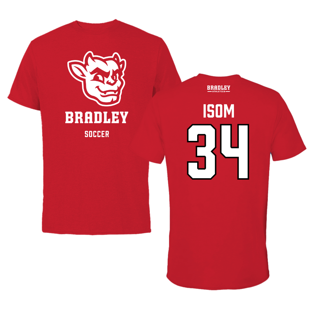 Bradley University Soccer Red Mascot Performance Tee - #34 Nathaniel Isom
