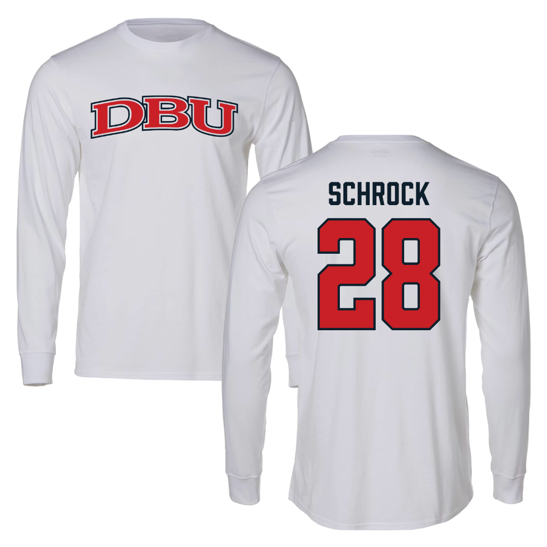 Dallas Baptist University Soccer White Performance Long Sleeve - #28 Sophia Schrock
