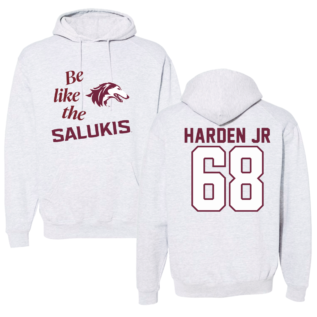 Southern Illinois University at Carbondale Football Light Gray Be Like Us Hoodie - #68 Derek Harden Jr