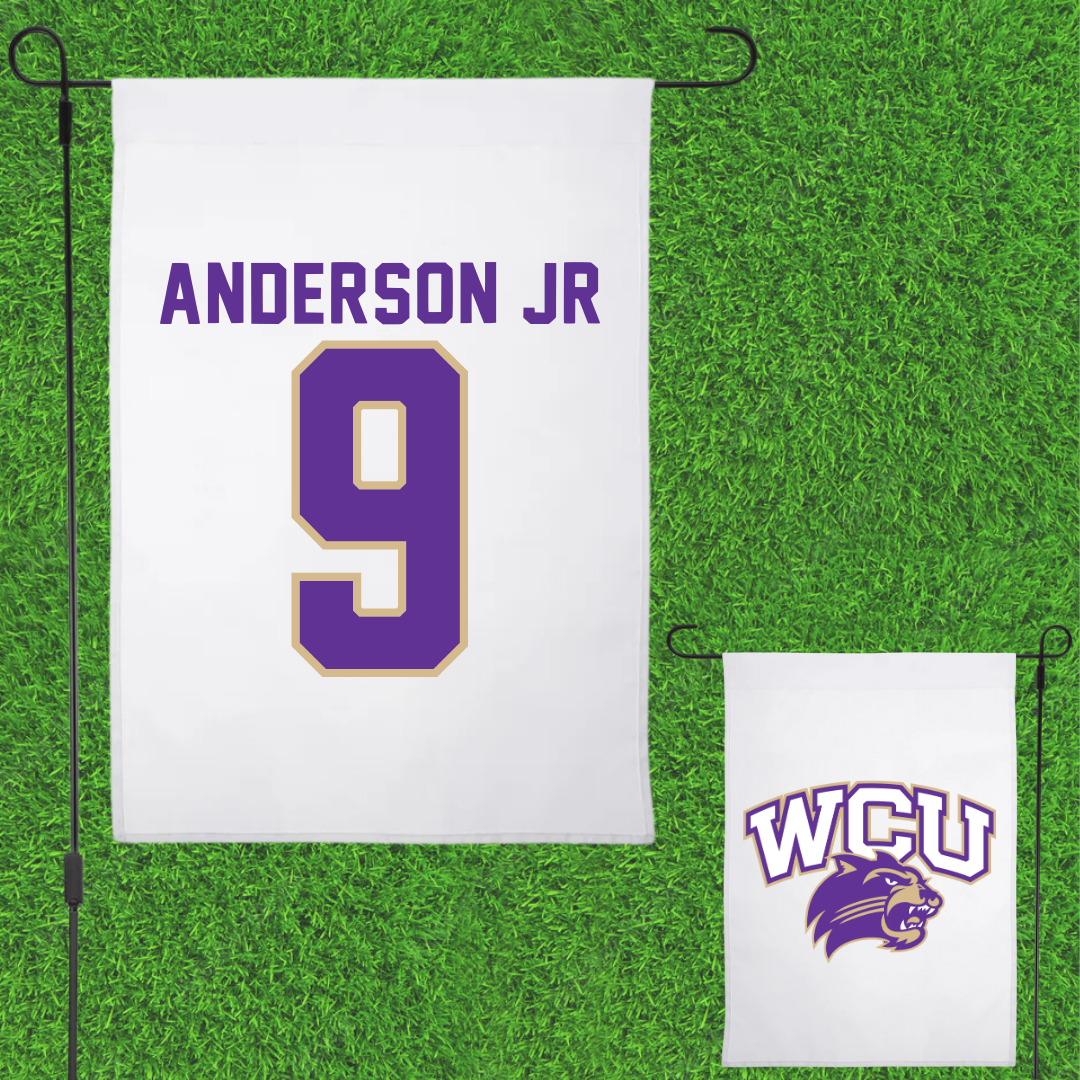 Western Carolina University Football White Garden Flag - #9 Darian Anderson Jr