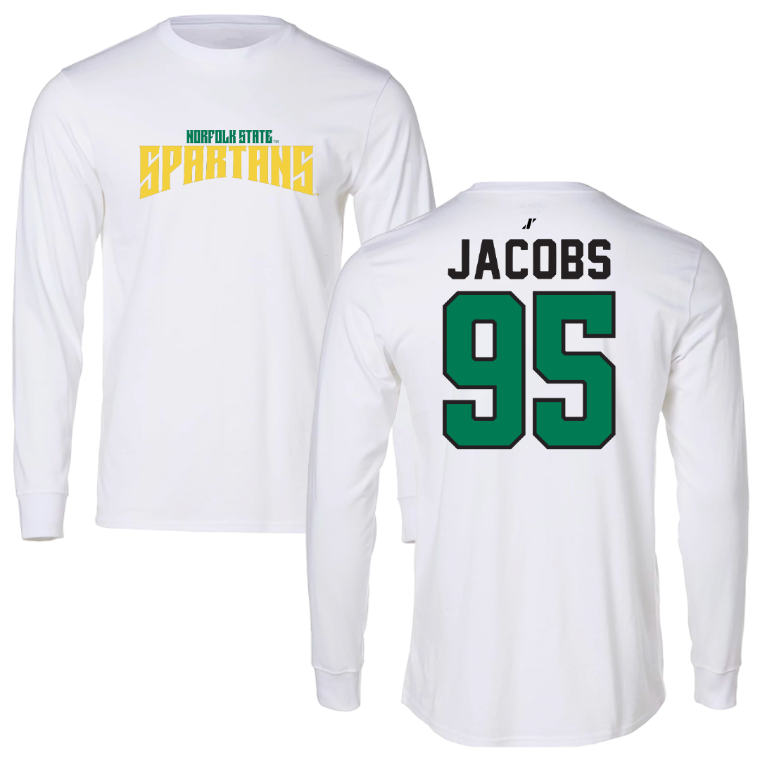 Norfolk State University Football White Classic Performance Long Sleeve - #95 Levontae Jacobs