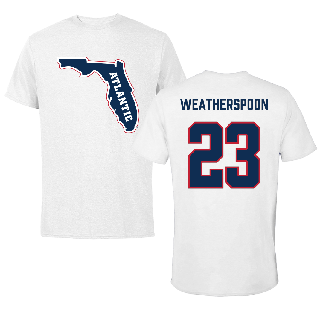 Florida Atlantic University Basketball White Performance Tee - #23 Brandon Weatherspoon
