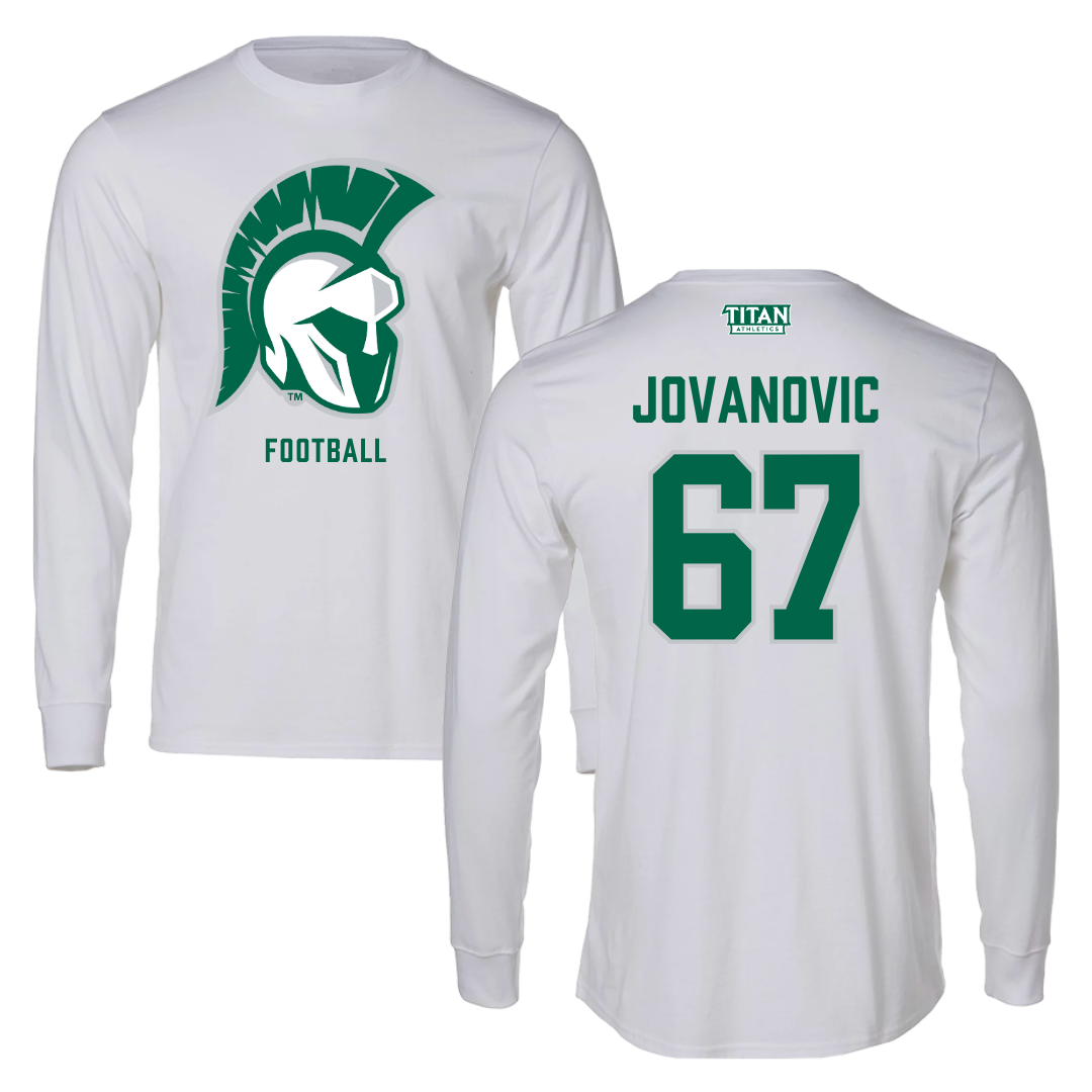 Illinois Wesleyan University Football White Long Sleeve - #67 Mihailo Jovanovic