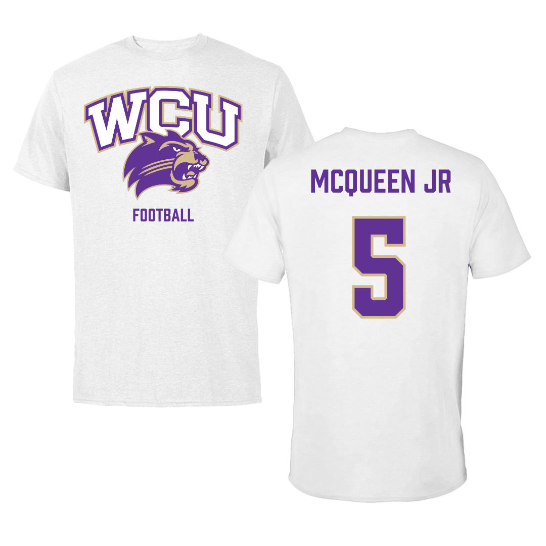 Western Carolina University Football White Tee - #5 Hayward McQueen Jr